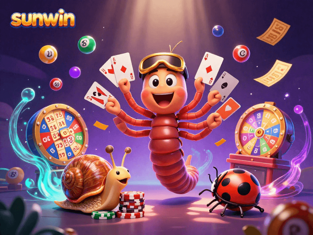 Engage in thrilling lottery action with sunwin, featuring a vibrant millipede dealer and exciting game elements.