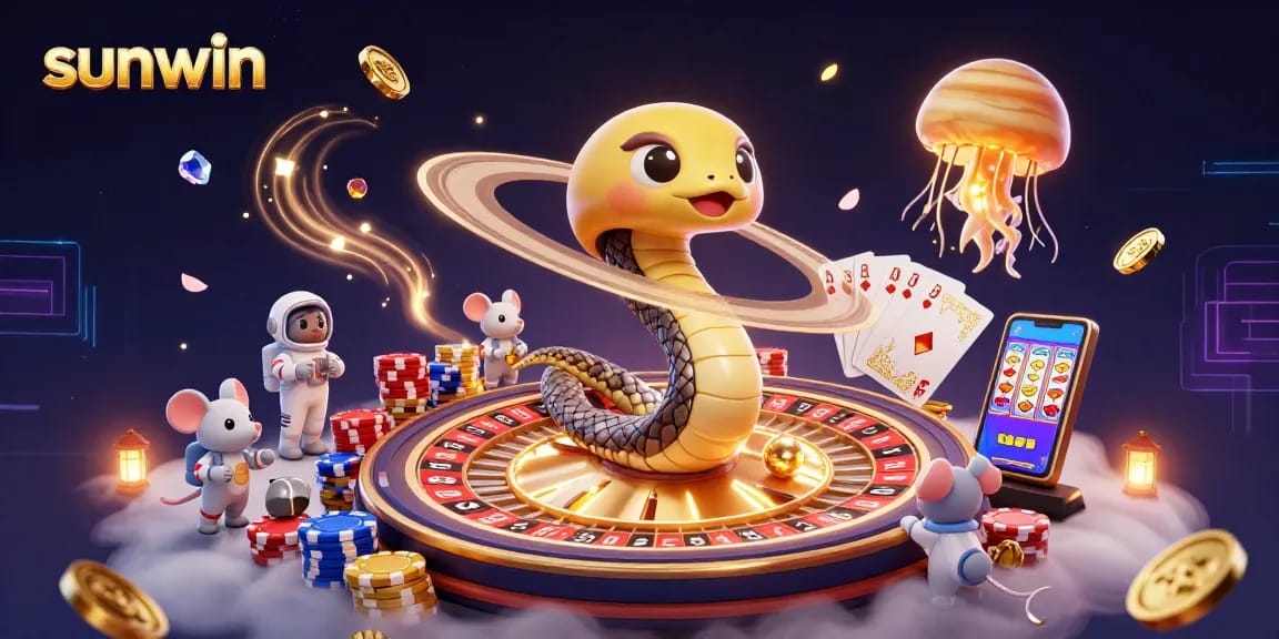 sunwin players enjoying a cosmic gambling scene with unique casino elements
