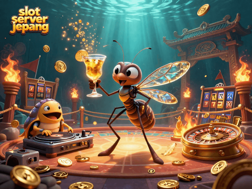 Experience thrilling wins at slot server jepang with vibrant casino elements and characters.