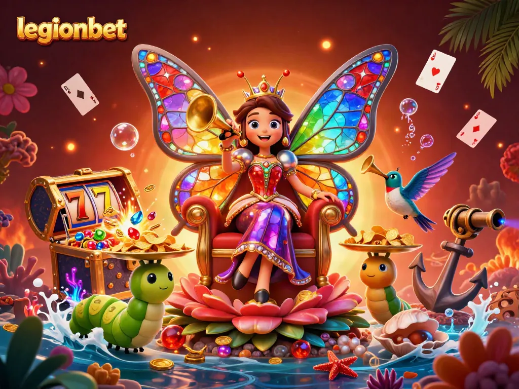 Engage with legionbet's vibrant casino adventure featuring a butterfly queen and thrilling gaming elements.