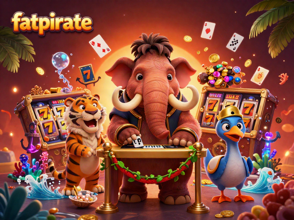 Experience the excitement of fatpirate casino with vibrant 3D characters, slots, and dynamic game elements.