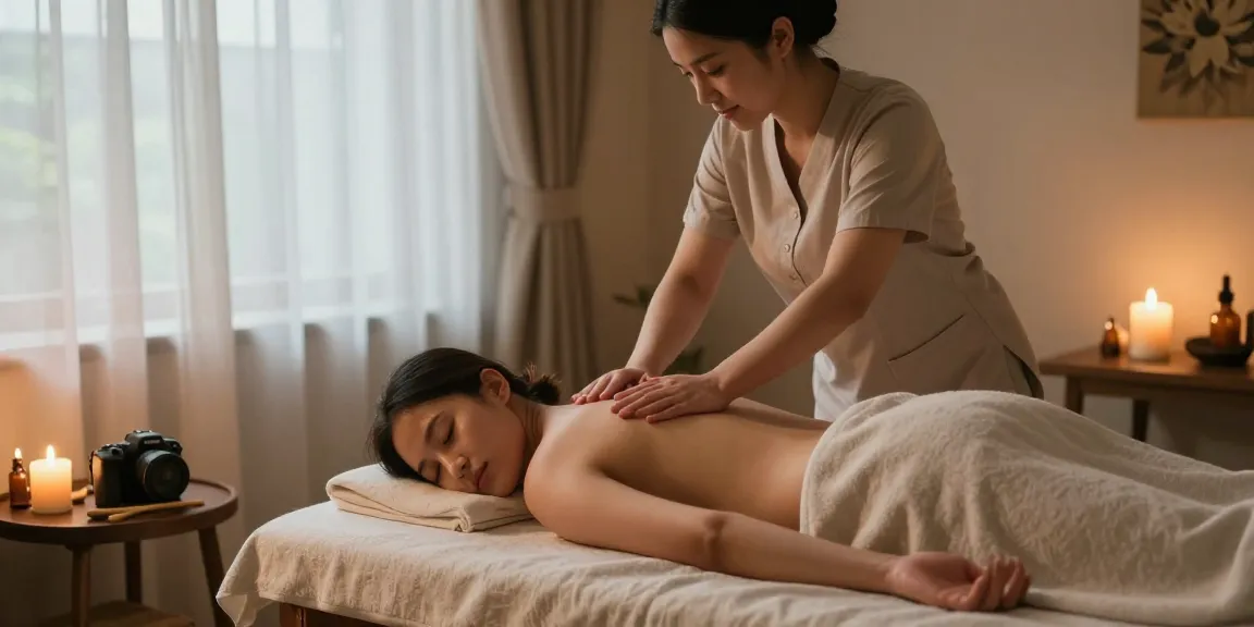 Relaxing 역삼동출장마사지 scene with therapist providing a soothing massage in a tranquil home setting.