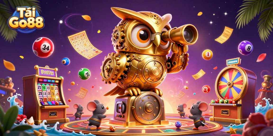 Play slots with Tải Go88 in an engaging casino setting featuring playful characters and vibrant game elements.