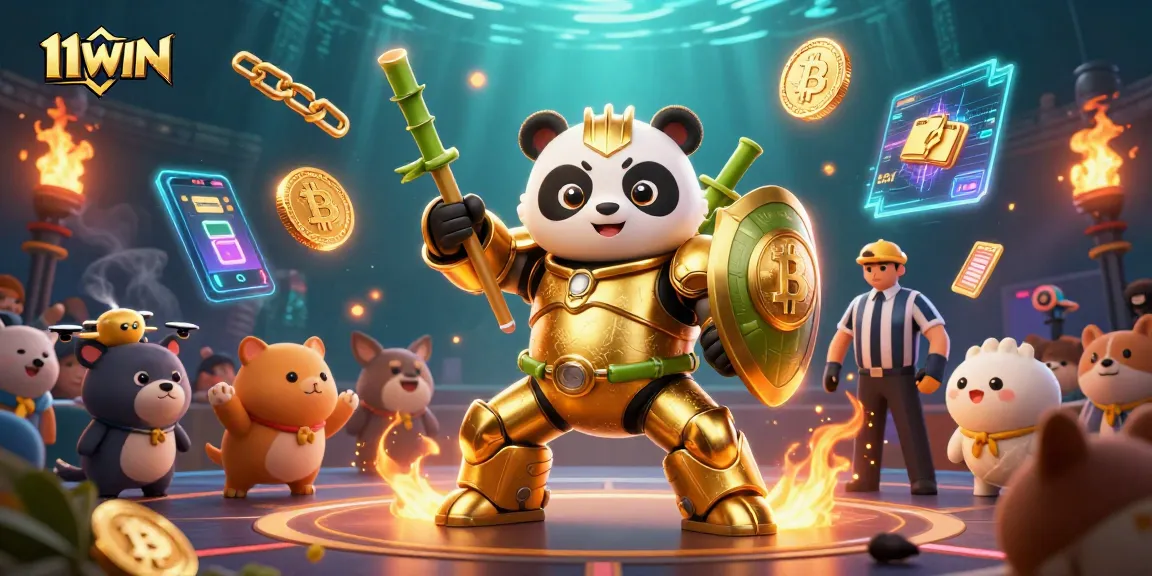 Join the action with 11WIN as the golden panda battles in a vibrant casino arena