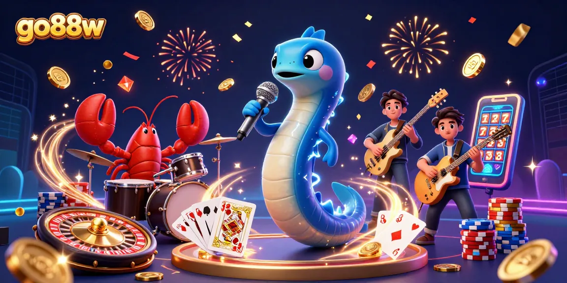 Experience excitement at go88w with a dynamic underwater casino scene featuring colorful characters and rich gaming elements.