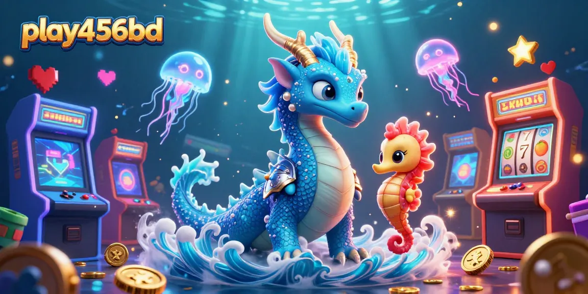 Play456bd features a mesmerizing underwater scene with a dragon and gaming elements.