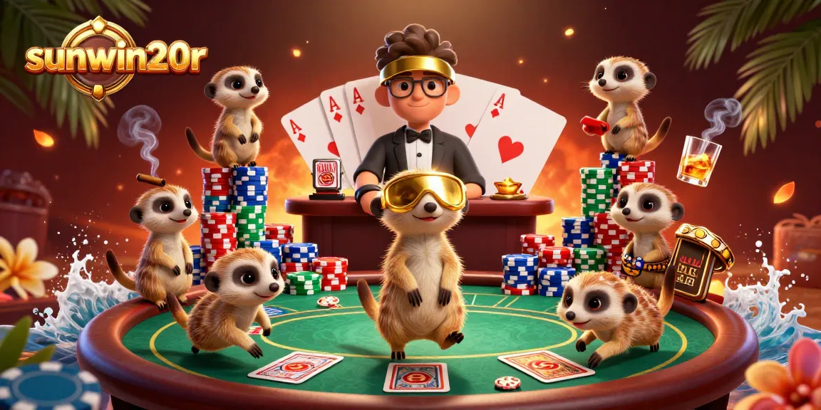 Experience sunwin20r and encounter a vibrant 3D meerkat casino scene with dynamic poker action.