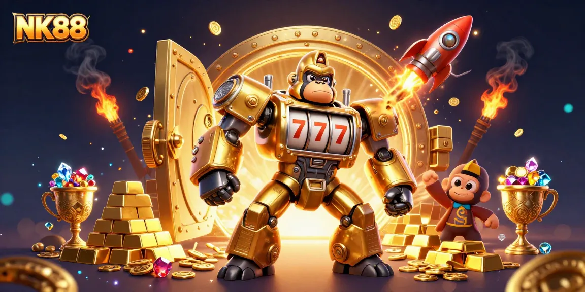 Experience thrilling gameplay at NK88 with vibrant slot machines and golden treasures.
